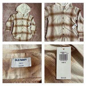 Old Navy Kids Beige Plaid Hooded Shirt